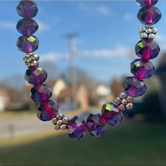 BRAND NEW Purple Agate Crystal Glass Bead, Bracelet set. - Picture 5 of 6